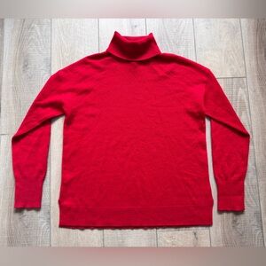 Cashmere Turtleneck Red Sweater Top Halogen Soft Cozy Warm Winter Size Med